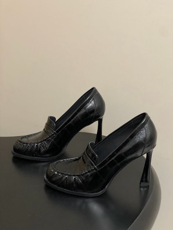 Лоферы на высоком каблуке фото 9