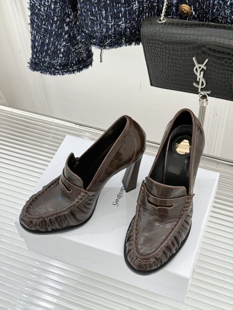 Лоферы женские на высоком каблуке фото 2