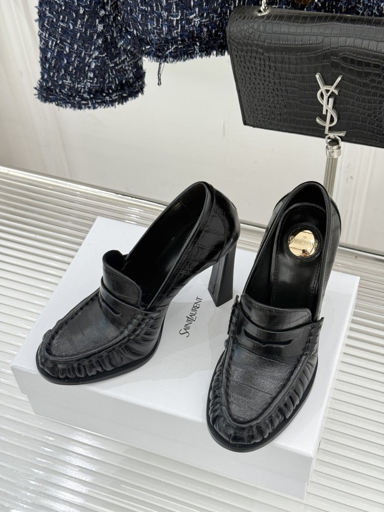 Лоферы женские на высоком каблуке фото 2