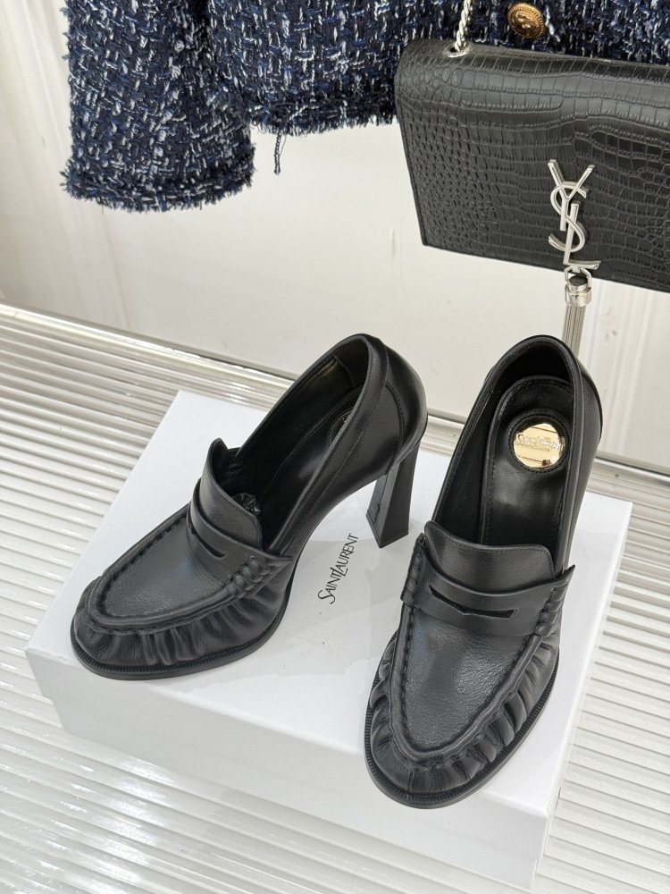 Лоферы женские на высоком каблуке фото 2