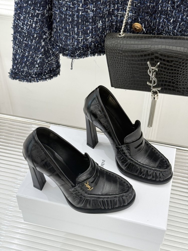 Лоферы женские на высоком каблуке фото 3