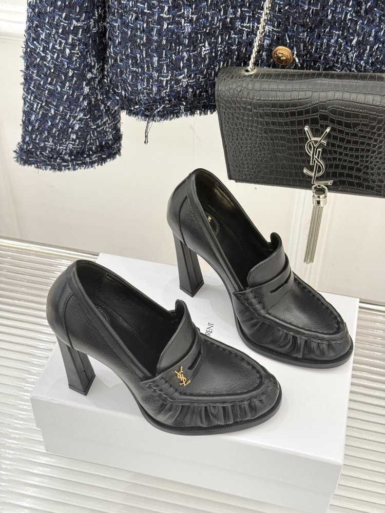 Лоферы женские на высоком каблуке фото 3