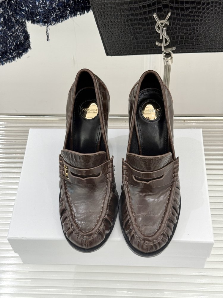 Лоферы женские на высоком каблуке фото 4