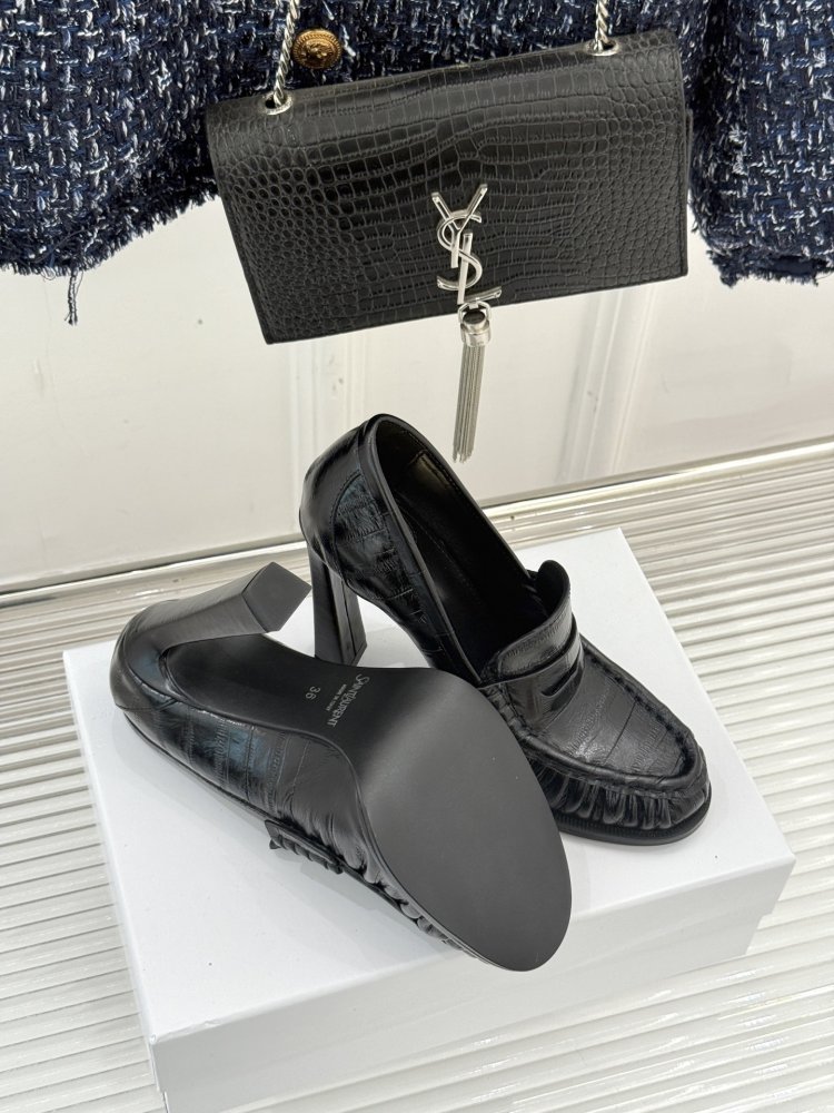 Лоферы женские на высоком каблуке фото 9