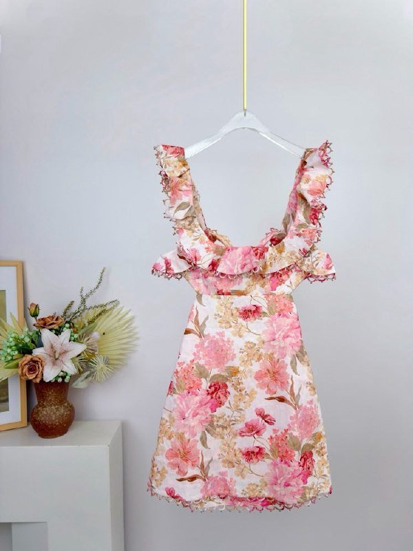 Mini-dress INDRA from ruffles and open back