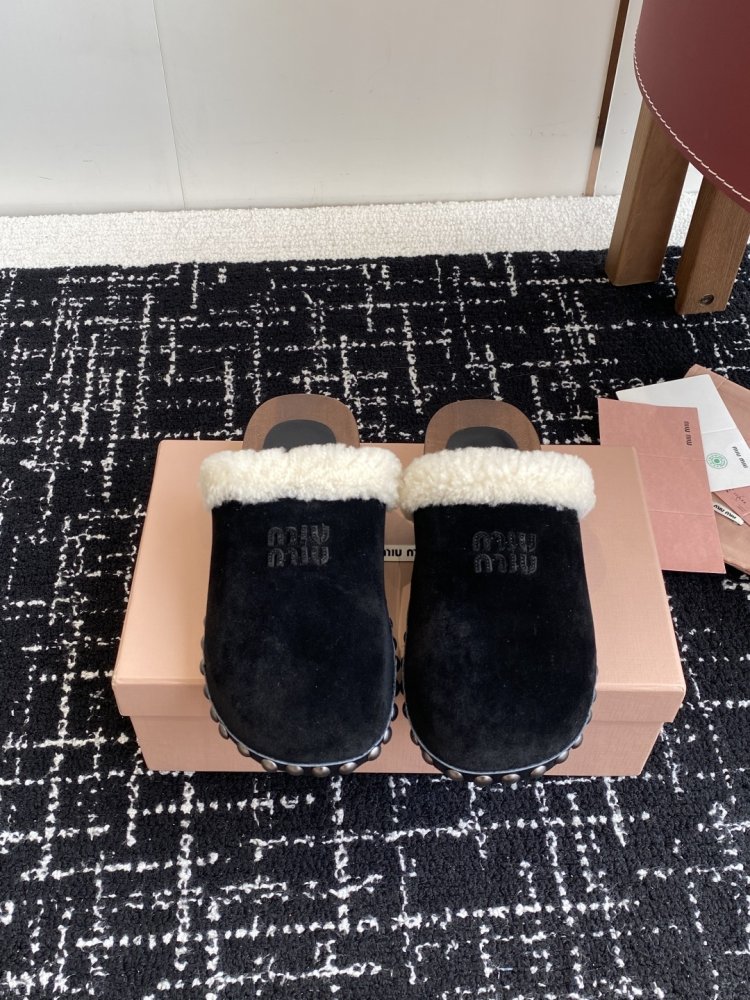 Мюли меховые женские