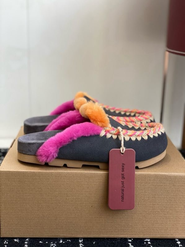 Мюли жіночі замшеві з хутром