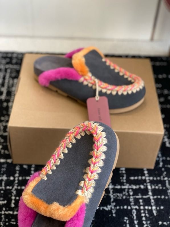 Мюли жіночі замшеві з хутром фото 2