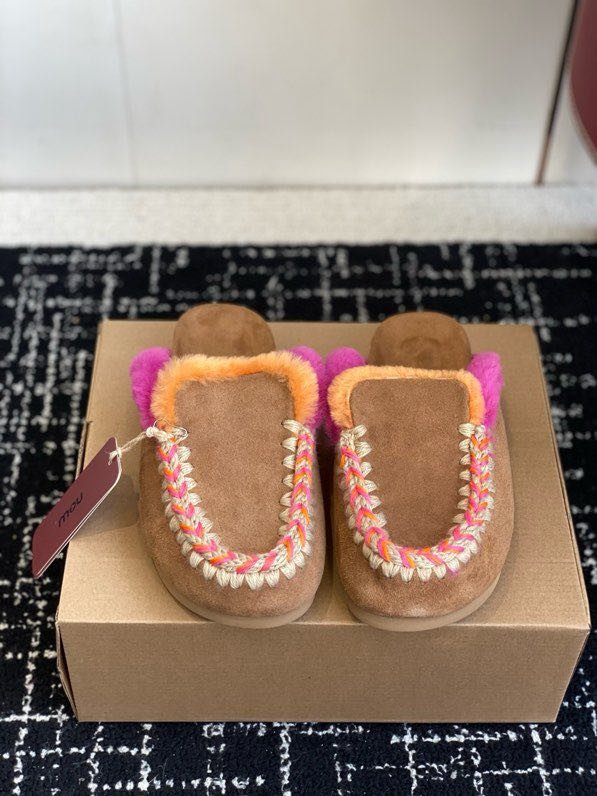 Мюли жіночі замшеві з хутром фото 5