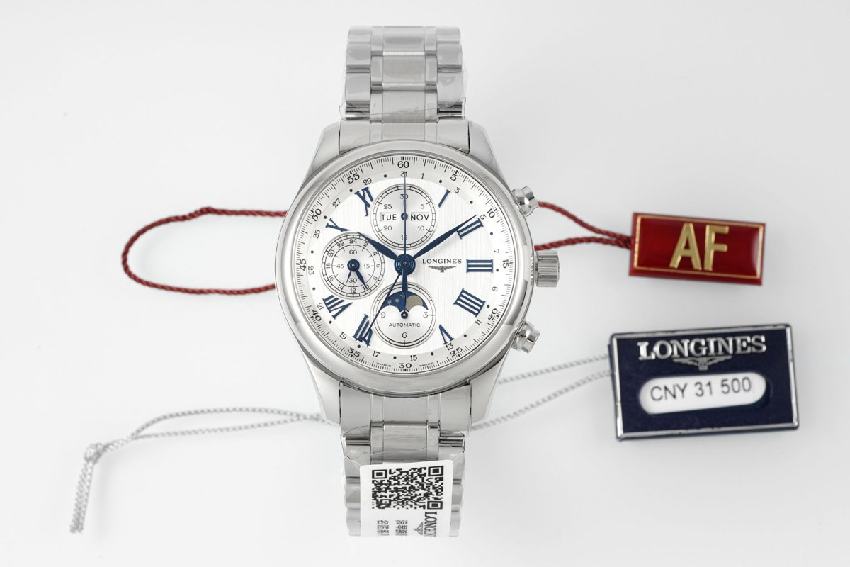 Мужские часы 42 мм Longines Master Collection с 8 стрелками и фазой Луны