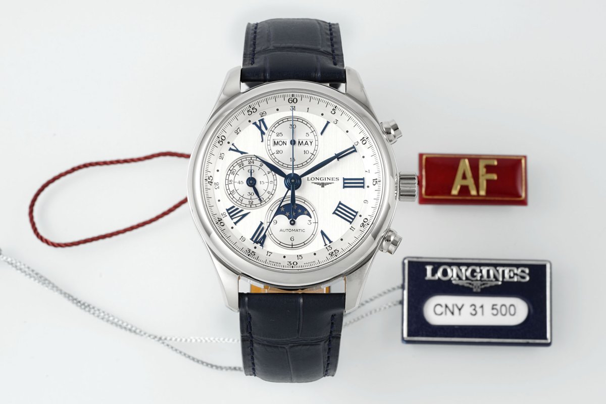 Men's clock 42 mm Longines Master Collection from 8 arrow and phase Moon