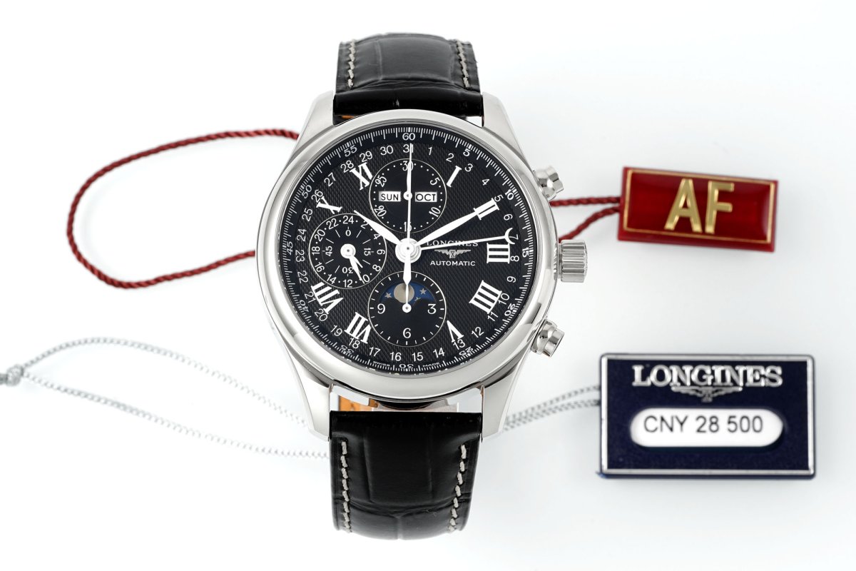 Мужские часы 42 мм Longines Master Collection с 8 стрелками и фазой Луны
