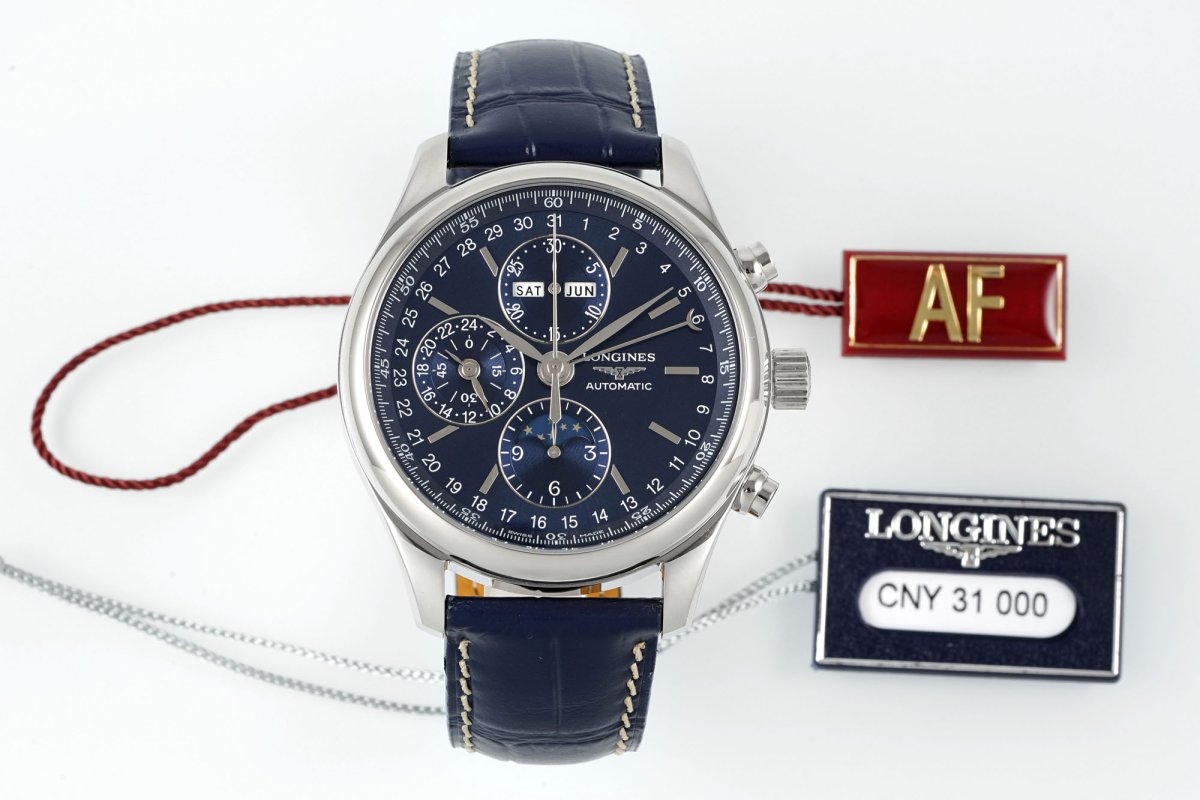 Мужские часы 42 мм Longines Master Collection с 8 стрелками и фазой Луны