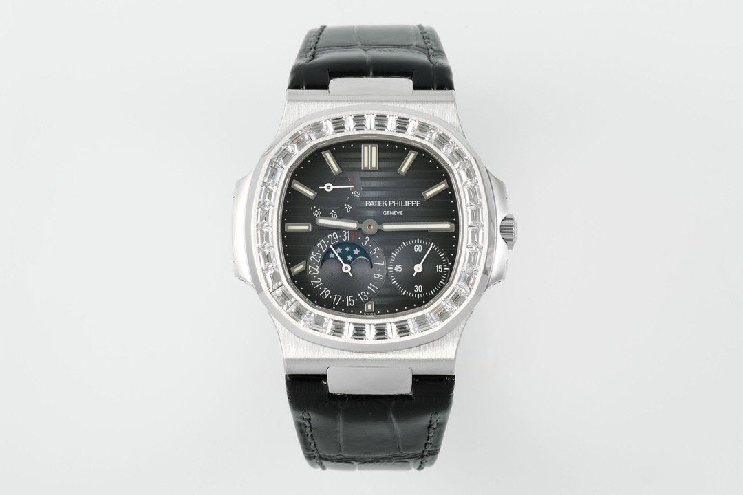 Мужские механические часы Nautilus 40 мм с бриллиантами