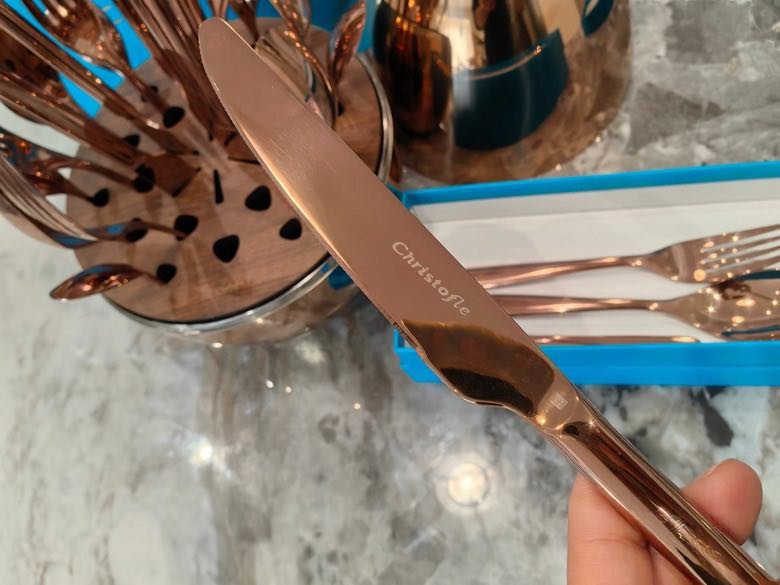 Набор столовых приборов Christofle Quinting Edition яйцо в розовом золоте фото 4