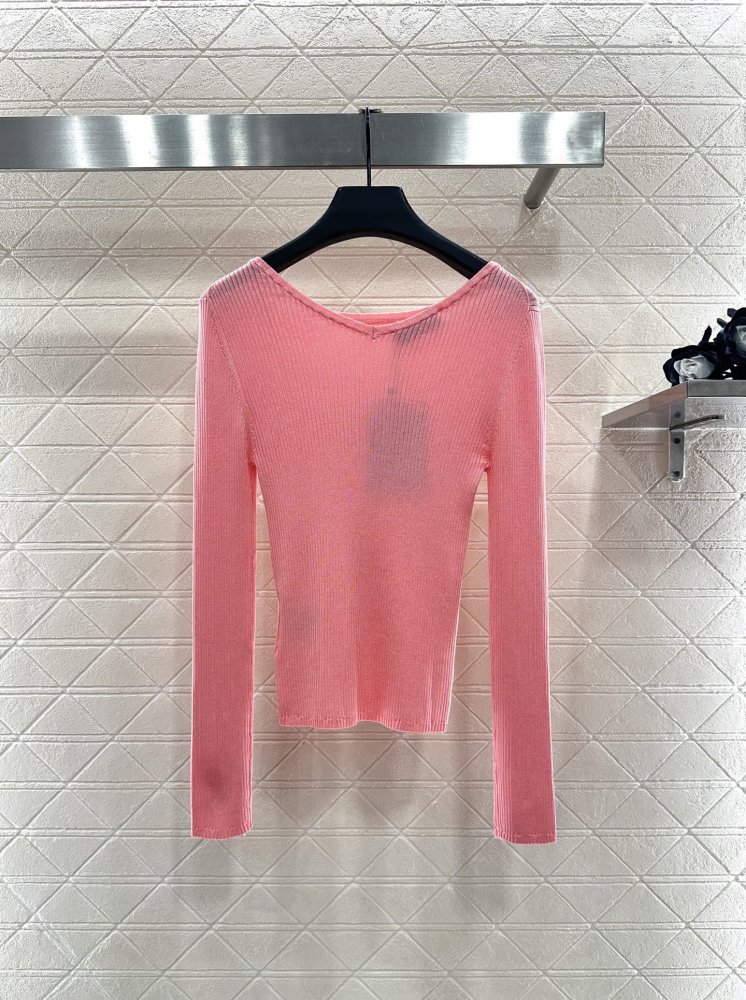 Облегающий трикотажный свитер в полоску с длинными рукавами фото 2