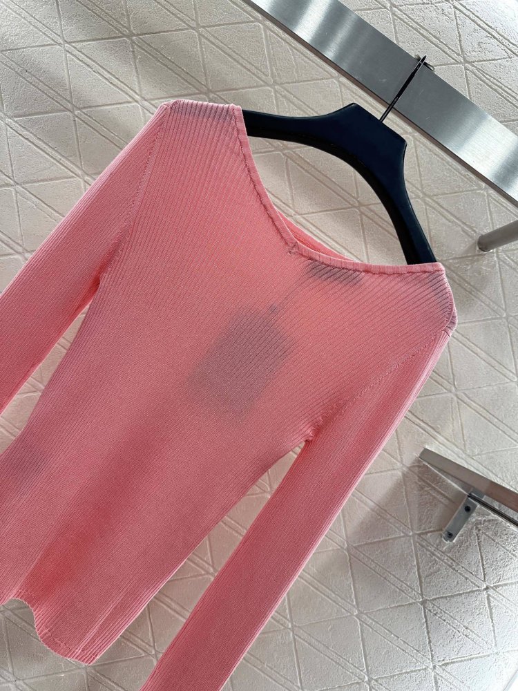 Облегающий трикотажный свитер в полоску с длинными рукавами фото 4