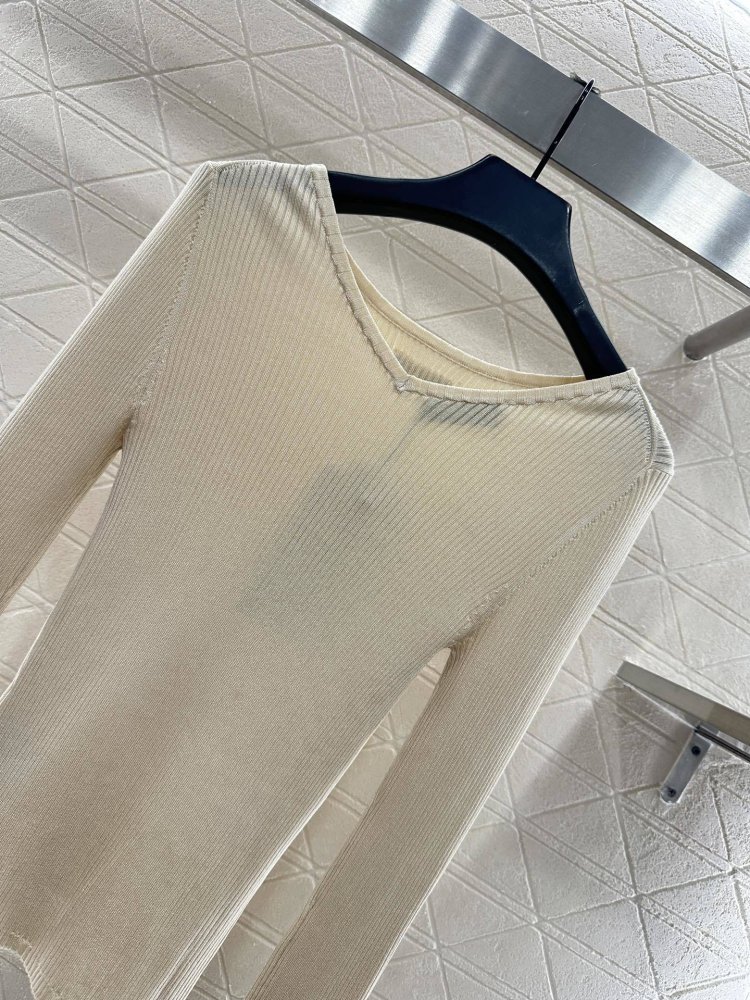 Облегающий трикотажный свитер в полоску с длинными рукавами фото 8