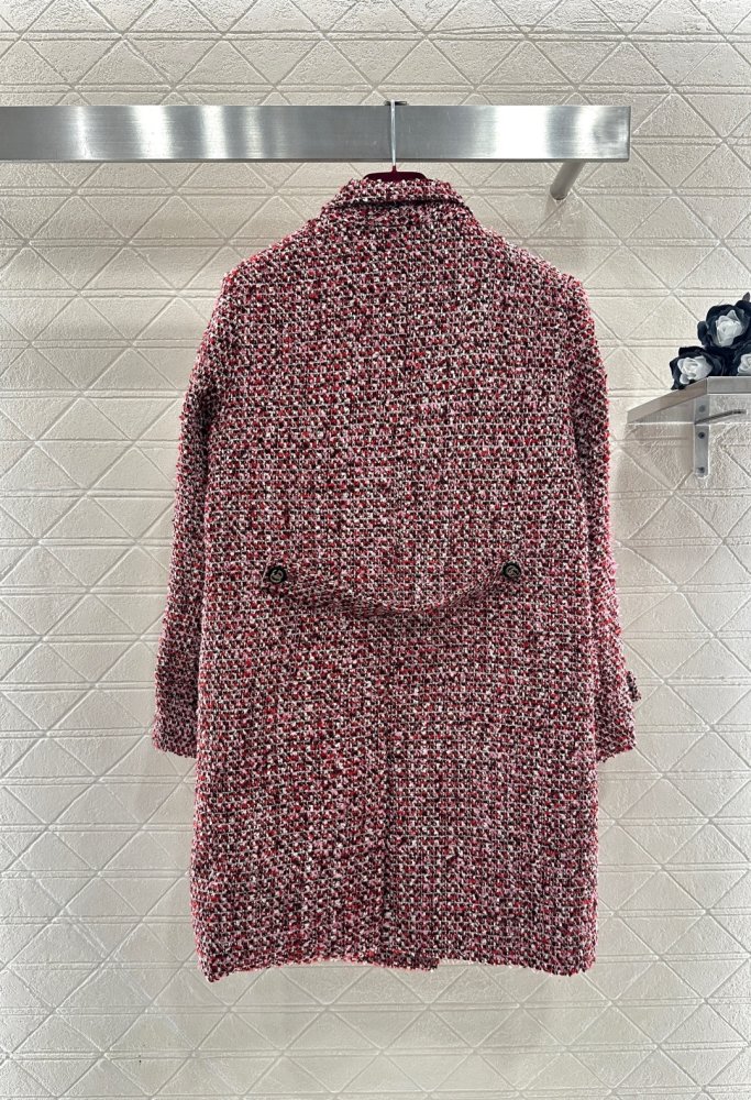 Пальто из клетчатого твида с отворотами фото 2