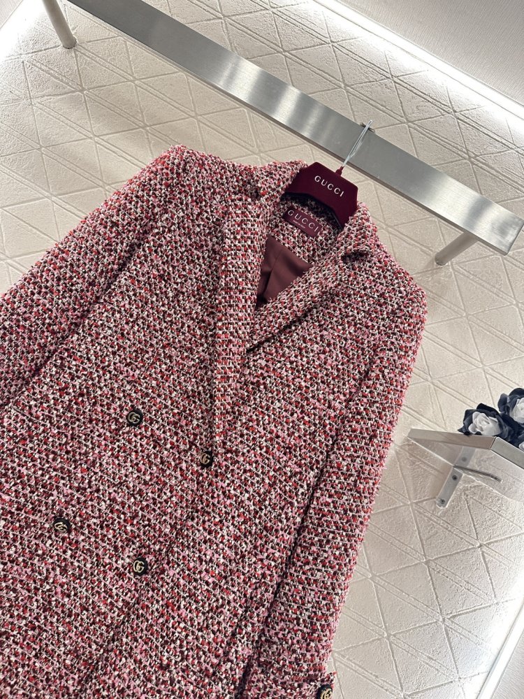 Пальто из клетчатого твида с отворотами фото 3