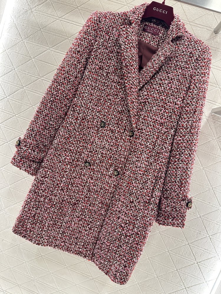 Пальто из клетчатого твида с отворотами фото 4