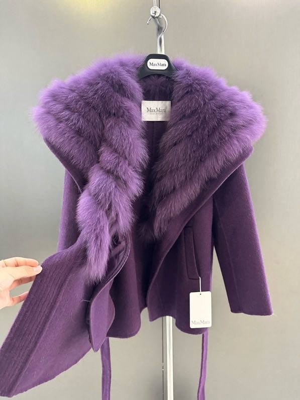 Пальто кашемірове з коміром з лисячого хутра фото 8