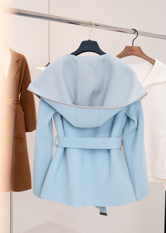 Пальто шовково вовняне блакитне фото 3