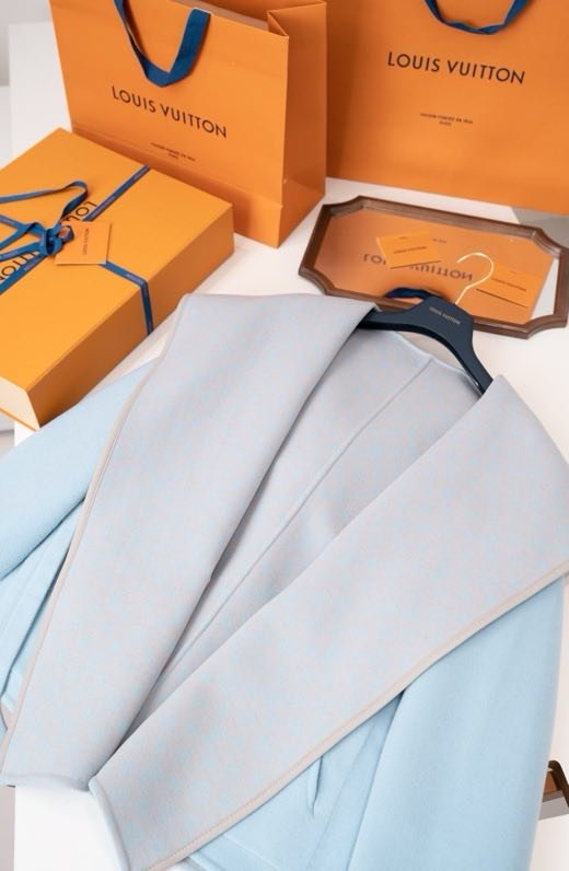 Пальто шовково вовняне блакитне фото 4