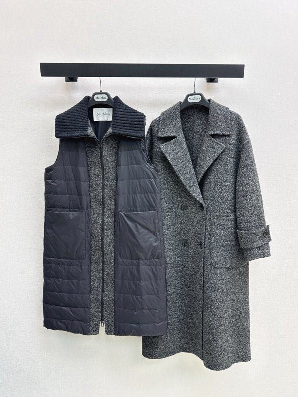 Пальто шерстяное с дллинным пуховым жилетом