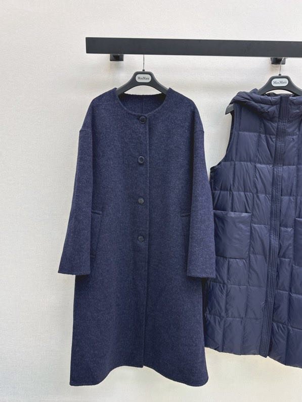 Пальто шерстяное с дллинным пуховым жилетом