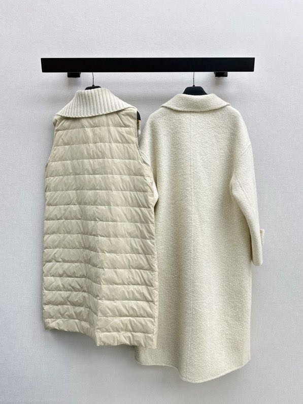 Пальто шерстяное с дллинным пуховым жилетом фото 5