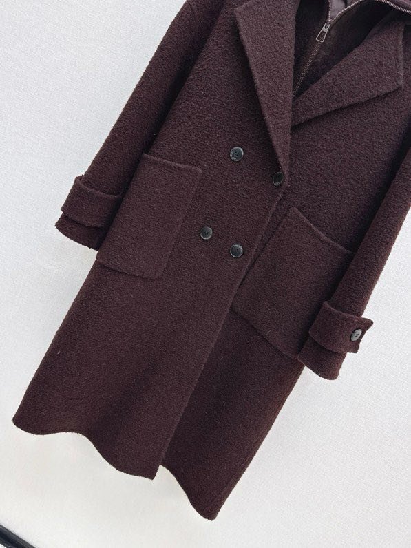 Пальто шерстяное с дллинным пуховым жилетом фото 6
