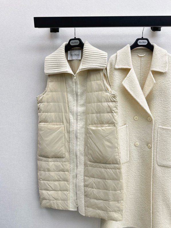 Пальто шерстяное с дллинным пуховым жилетом фото 7