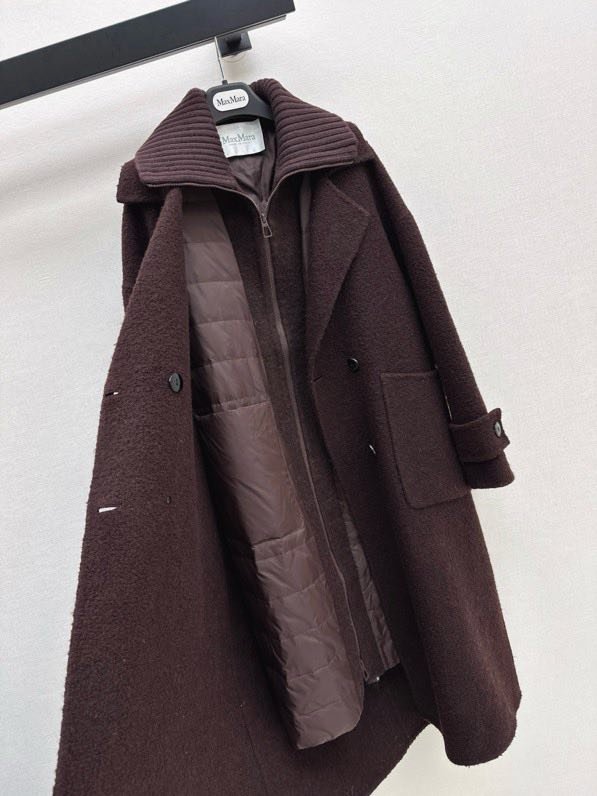 Пальто шерстяное с дллинным пуховым жилетом фото 7