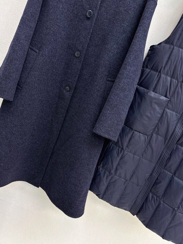 Пальто шерстяное с дллинным пуховым жилетом фото 8