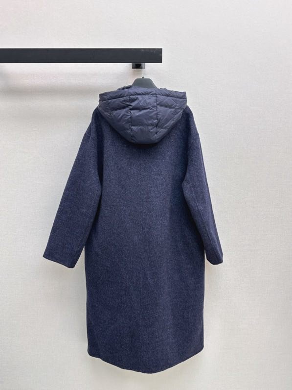 Пальто шерстяное с дллинным пуховым жилетом фото 9