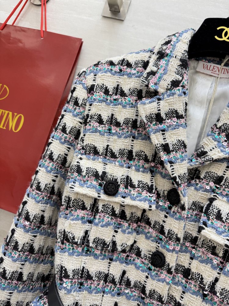 Піджак з вовняного твіду з поясом фото 2