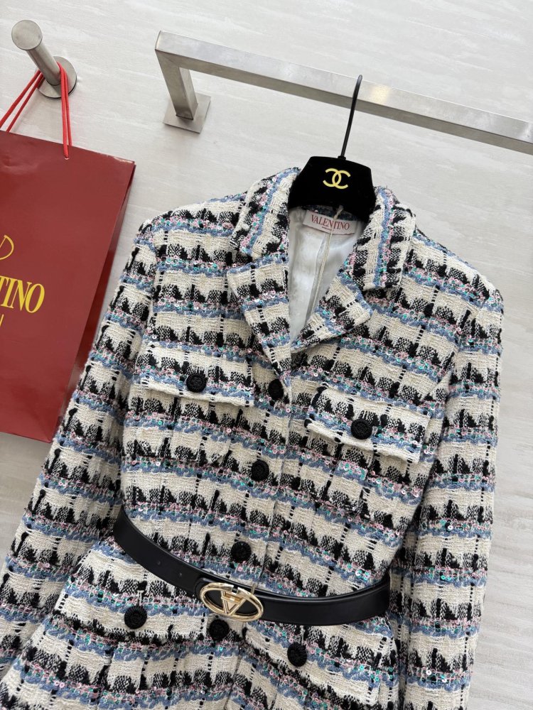 Піджак з вовняного твіду з поясом фото 4