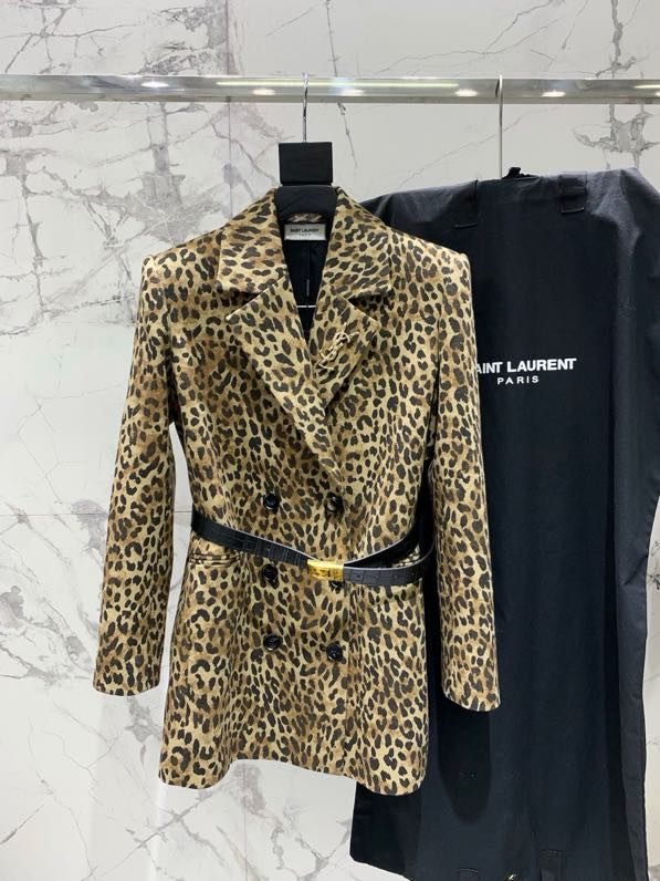Пиджак женский с леопардовым принтом Leopard Print Twill Trench Coat Suit