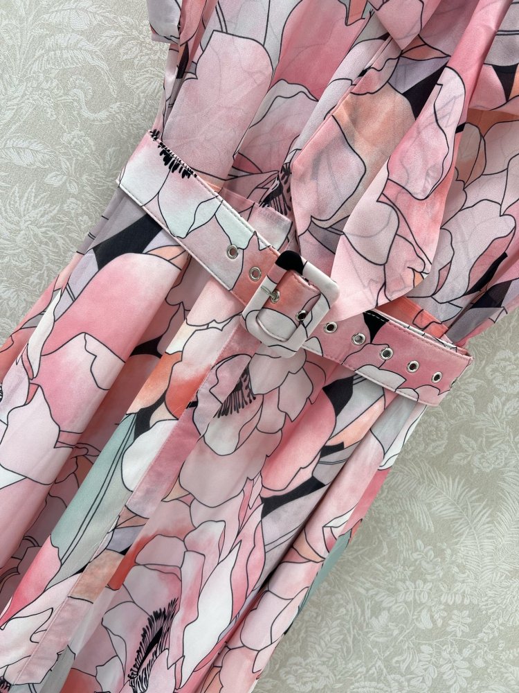 Платье с однобортным кроем и цветочным принтом фото 5