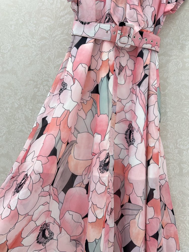 Платье с однобортным кроем и цветочным принтом фото 6