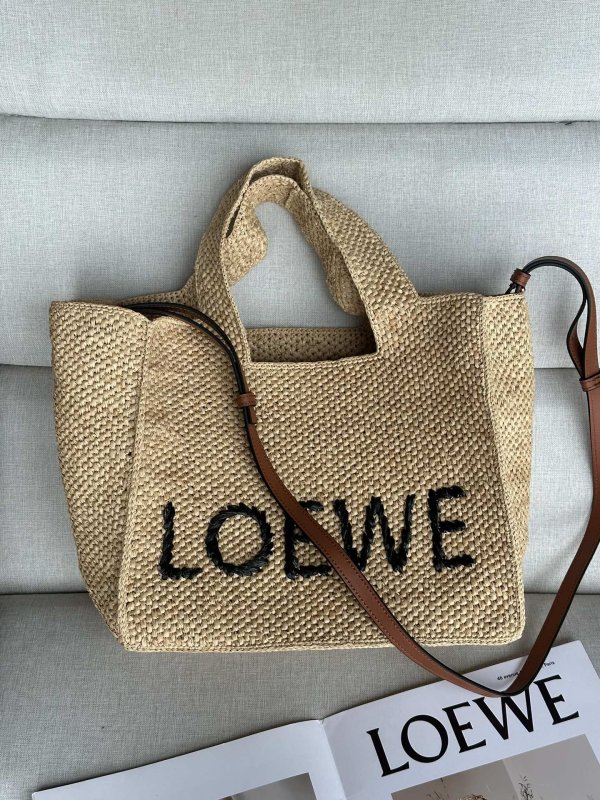Плетеная сумка тоут LOEWE Font 30 см из рафии