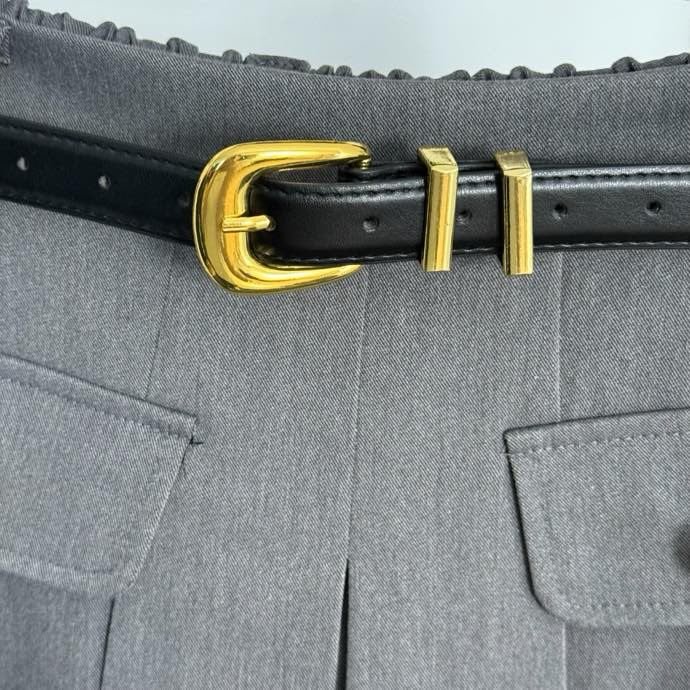 Pleated skirt from high waist and belt фото 3