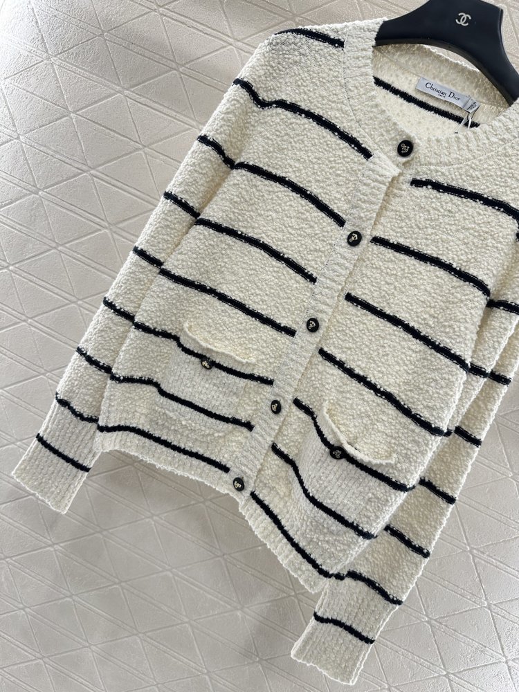 Полосатый кардиган с круглым вырезом фото 5