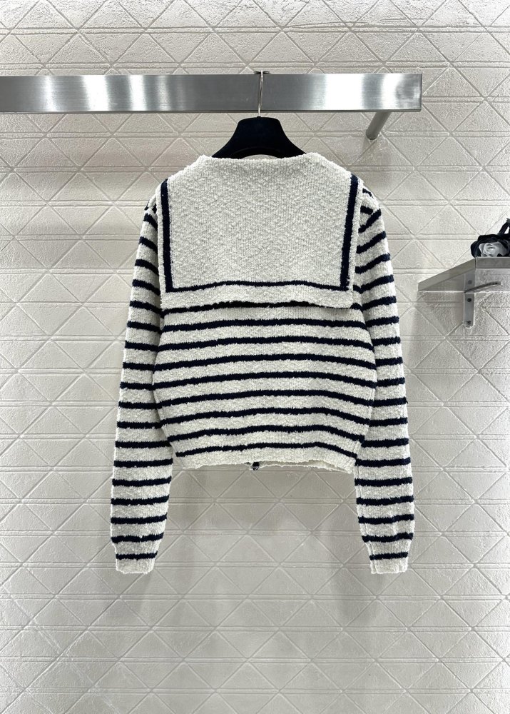 Полосатый вязаный кардиган с шалевым воротником фото 2