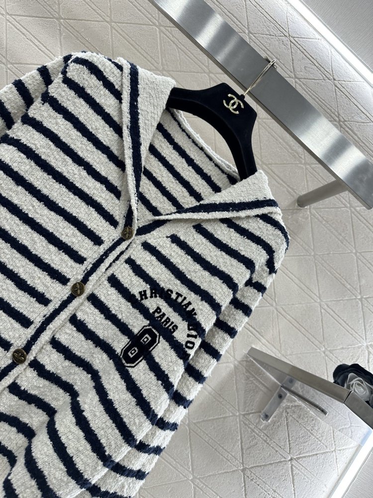 Полосатый вязаный кардиган с шалевым воротником фото 3