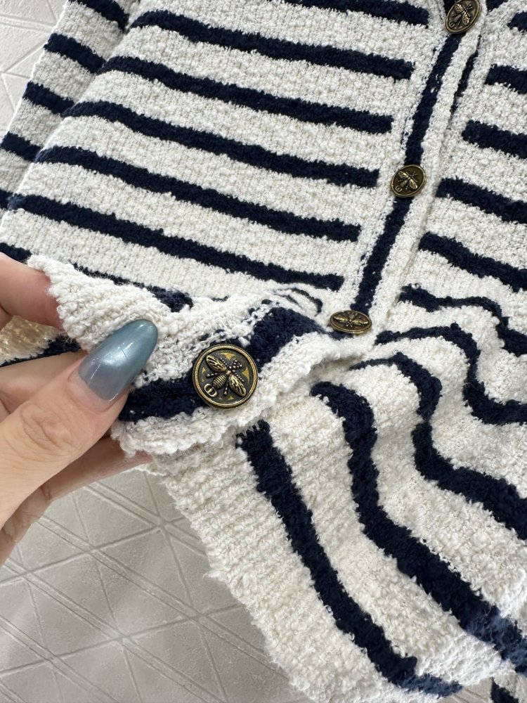 Полосатый вязаный кардиган с шалевым воротником фото 6