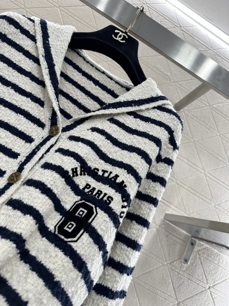 Полосатый вязаный кардиган с шалевым воротником фото 7