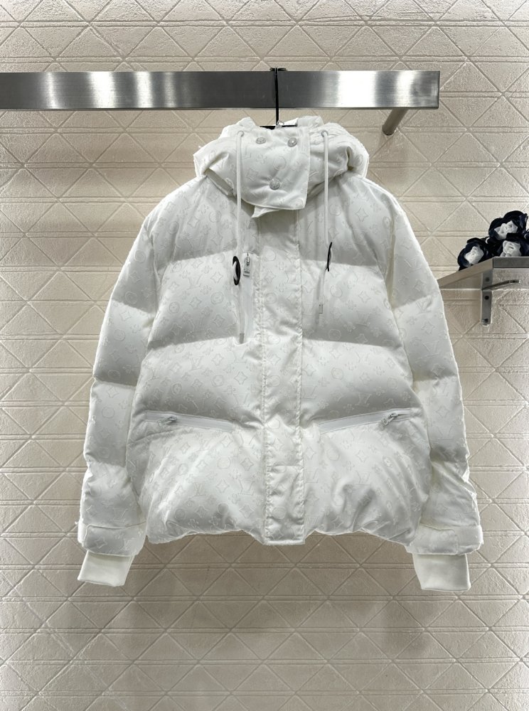 Feather jacket with removable hood