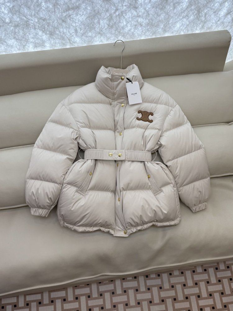 Пуховик Celine с поясом и воротником стойкой фото 3